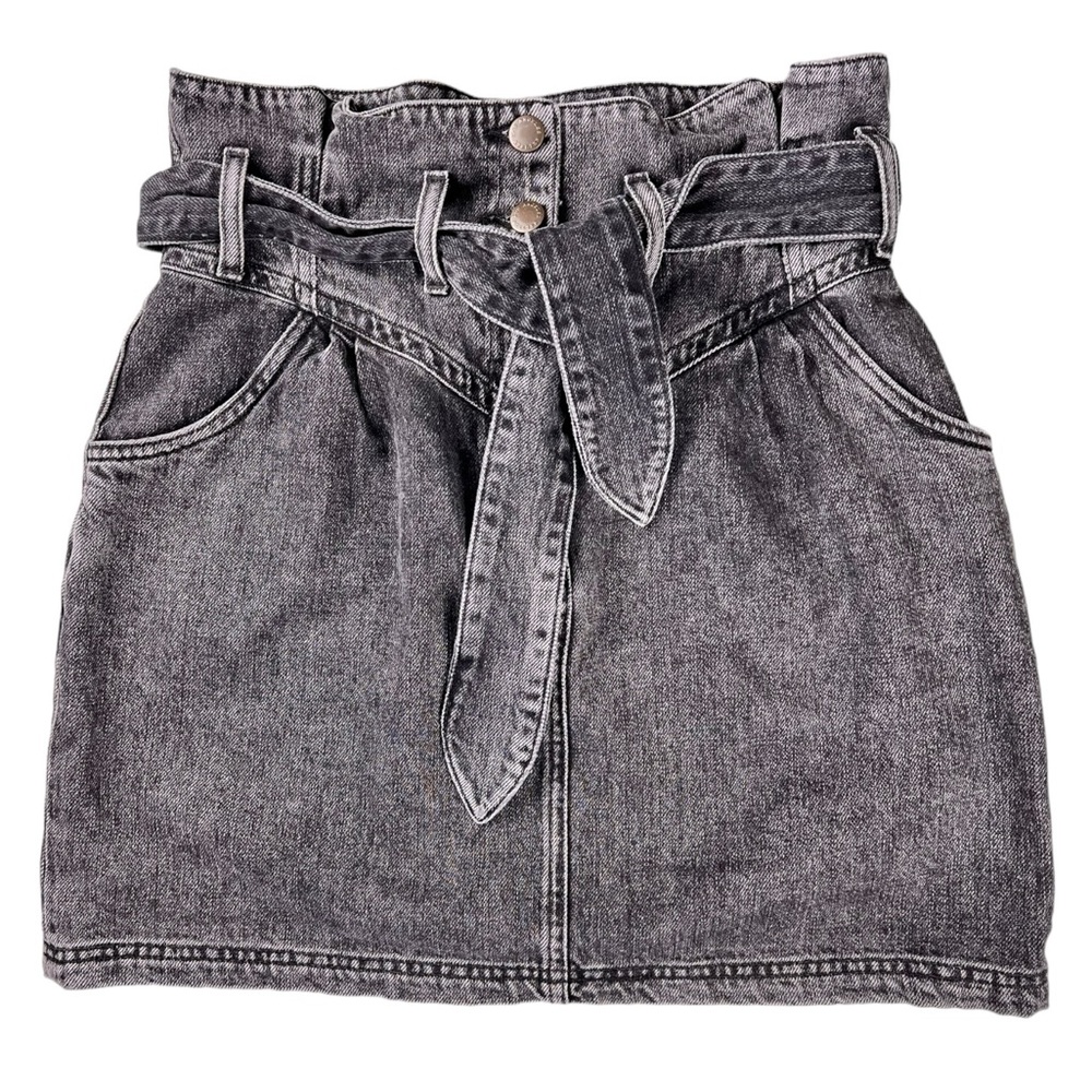 & Other Stories Paper Bag Denim Mini Skirt Gray Size 4